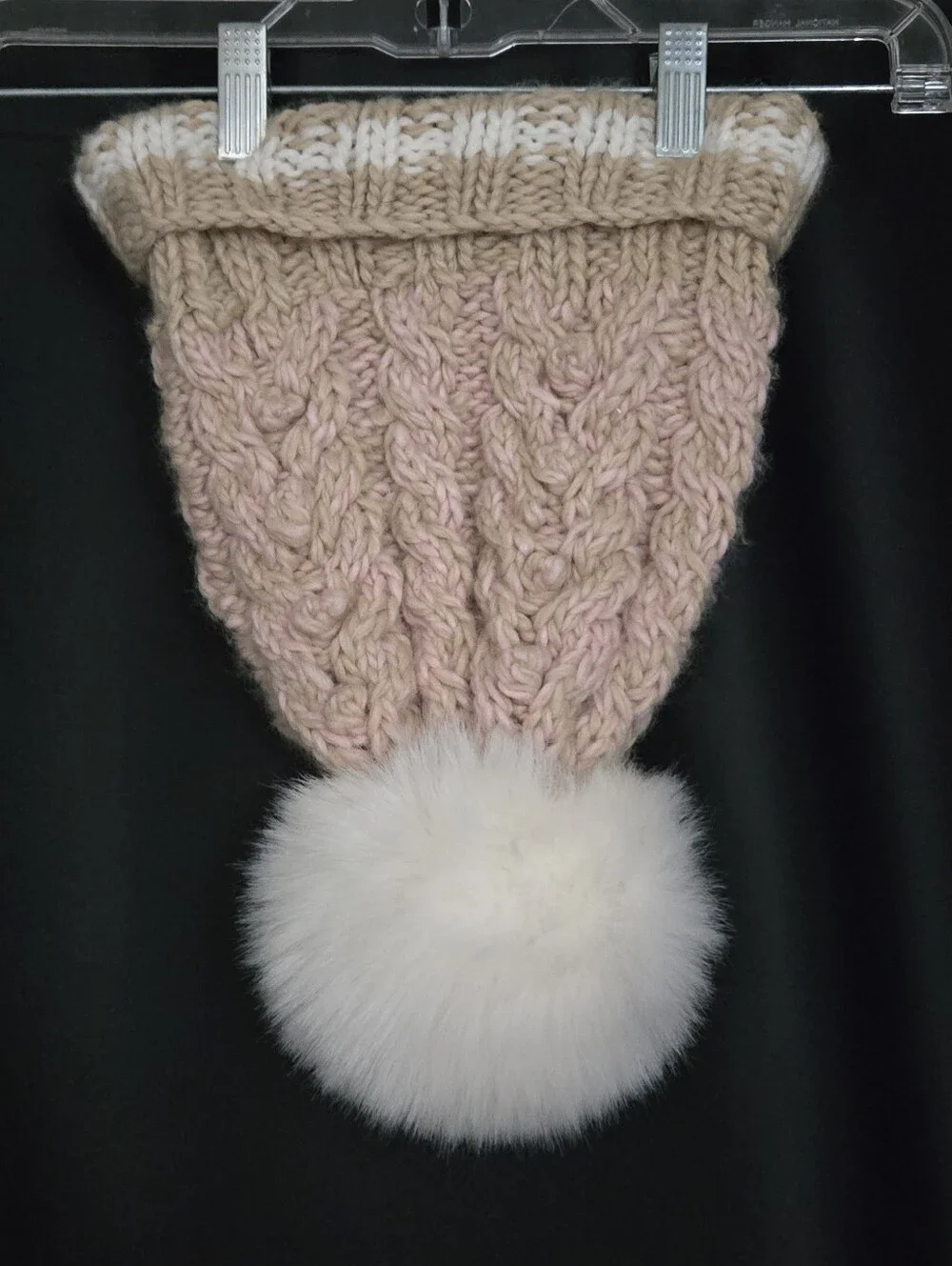 Free People Knit Cable Pom Fleece Lined Beanie